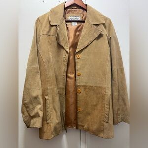 Paris Blues Vintage Suede Tan Two Tone Overcoat Jacket XL